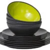 Gimex Melamin Grey-Line Geschirr-Set 12 Tlg. -Campingkochgeschirr Geschäft 114198 2389264