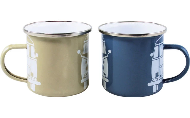 VW Collection T1 Bus Emaille Tassen Set 2 Stück 350 Ml Grün / Rosa 3 VW Collection T1 Bus Emaille Tassen Set 2 Stück 350 Ml Grün / Rosa