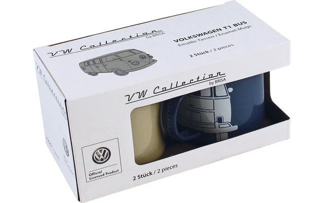 VW Collection T1 Bus Emaille Tassen Set 2 Stück 350 Ml Grün / Rosa 5 VW Collection T1 Bus Emaille Tassen Set 2 Stück 350 Ml Grün / Rosa – Bild 3