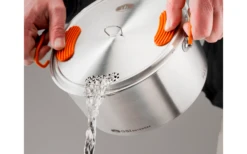 GSI Stainless Base Camper Medium Kochset 6 Teilig 2 Töpfe 2 / 3 Liter Bratpfanne 22,8 Cm -Campingkochgeschirr Geschäft 578247 3950299